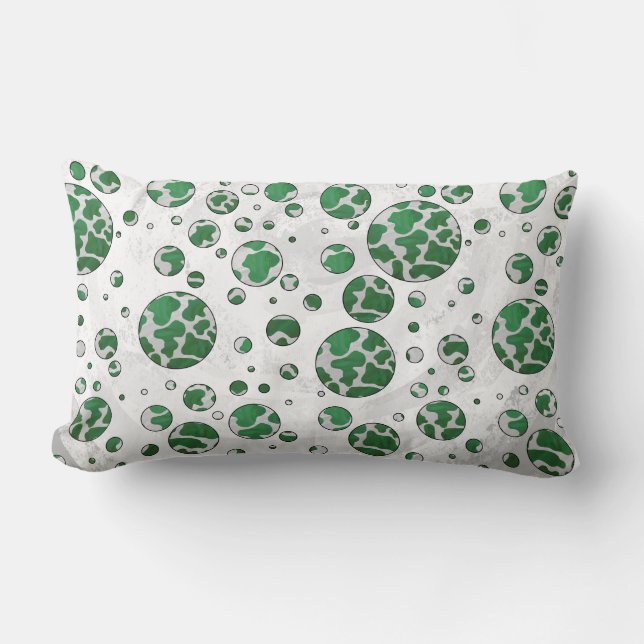Polks Dot Koe Green en White Print Kussen (Voorkant)