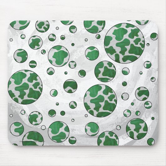 Polks Dot Koe Green en White Print Muismat (Voorkant)