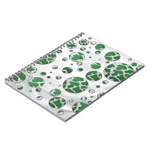 Polks Dot Koe Green en White Print Notitieboek