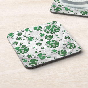 Polks Dot Koe Green en White Print Onderzetter