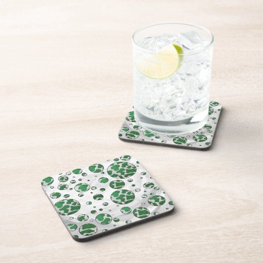 Polks Dot Koe Green en White Print Onderzetter (Rechterzijde)