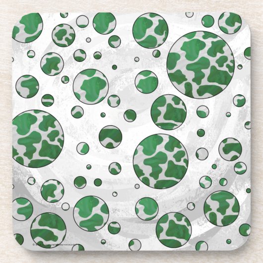 Polks Dot Koe Green en White Print Onderzetter (Voorkant)