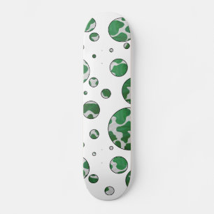 Polks Dot Koe Green en White Print Persoonlijk Skateboard