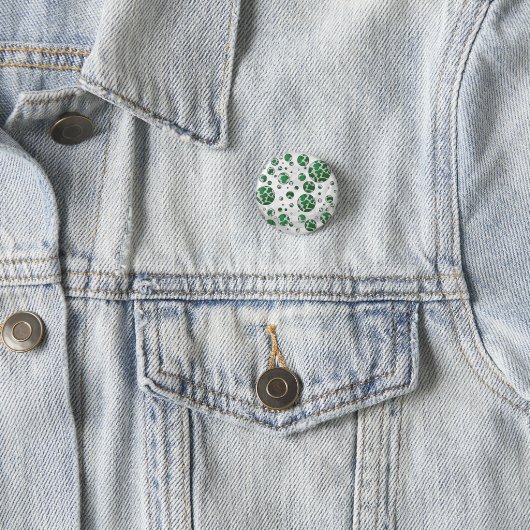 Polks Dot Koe Green en White Print Ronde Button 3,2 Cm (In situ)
