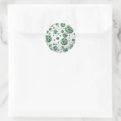 Polks Dot Koe Green en White Print Ronde Sticker (Tas)