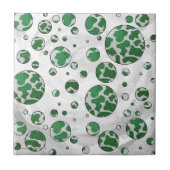 Polks Dot Koe Green en White Print Tegeltje (Voorkant)