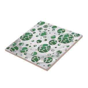 Polks Dot Koe Green en White Print Tegeltje