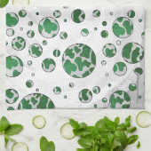 Polks Dot Koe Green en White Print Theedoek (Gevouwen)