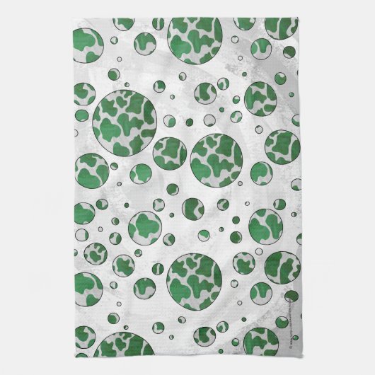 Polks Dot Koe Green en White Print Theedoek (Verticaal)