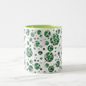 Polks Dot Koe Green en White Print Tweekleurige Koffiemok (Center)