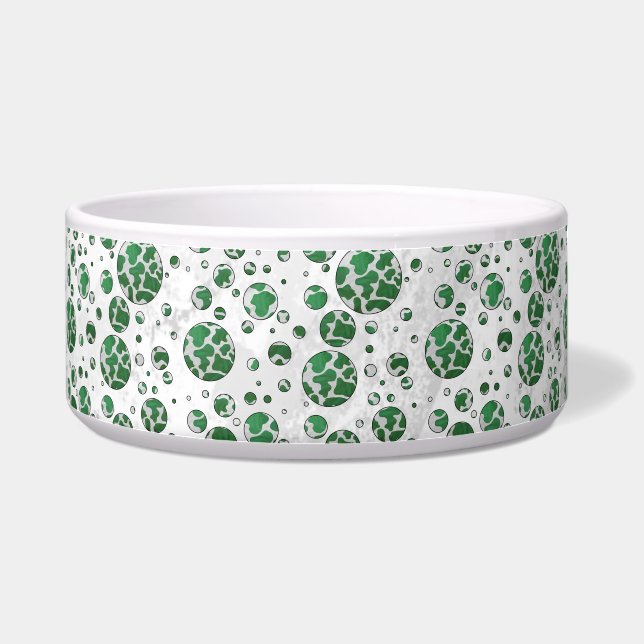 Polks Dot Koe Green en White Print Voerbakje (Rechts)