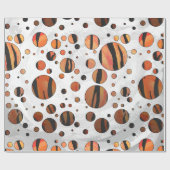 Polks Dot Tiger Hot oranje en zwart afdrukken Cadeaupapier (Vlak)