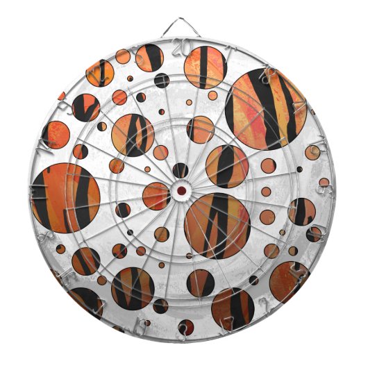 Polks Dot Tiger Hot oranje en zwart afdrukken Dartbord (Voorkant)