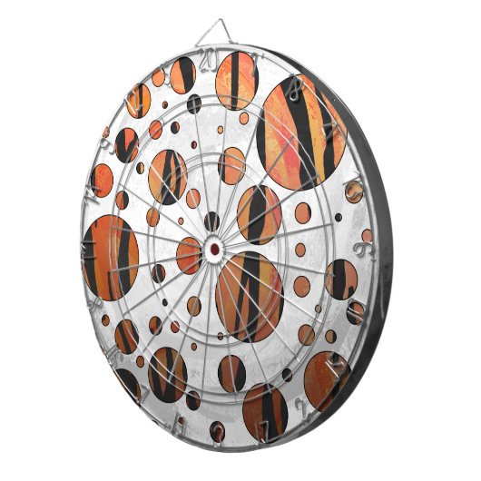 Polks Dot Tiger Hot oranje en zwart afdrukken Dartbord (Voorkant Rechts)