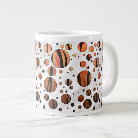 Polks Dot Tiger Hot oranje en zwart afdrukken Grote Koffiekop (Voorkant rechts)