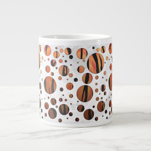Polks Dot Tiger Hot oranje en zwart afdrukken Grote Koffiekop (Voorkant)