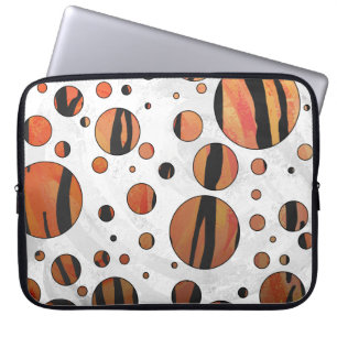 Polks Dot Tiger Hot oranje en zwart afdrukken Laptop Sleeve