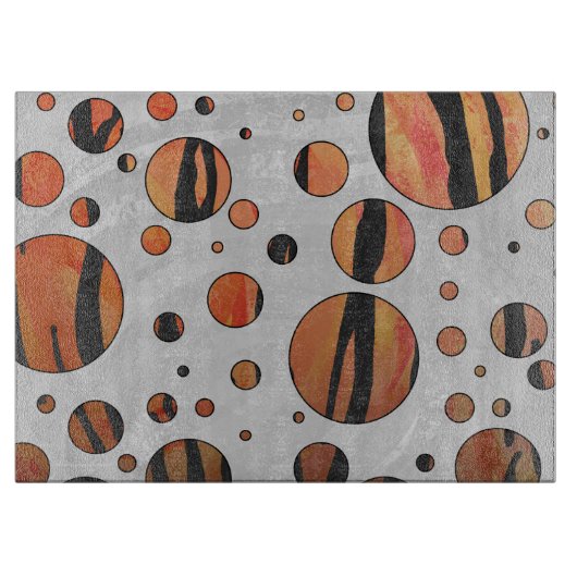 Polks Dot Tiger Hot oranje en zwart afdrukken Snijplank (Voorkant)