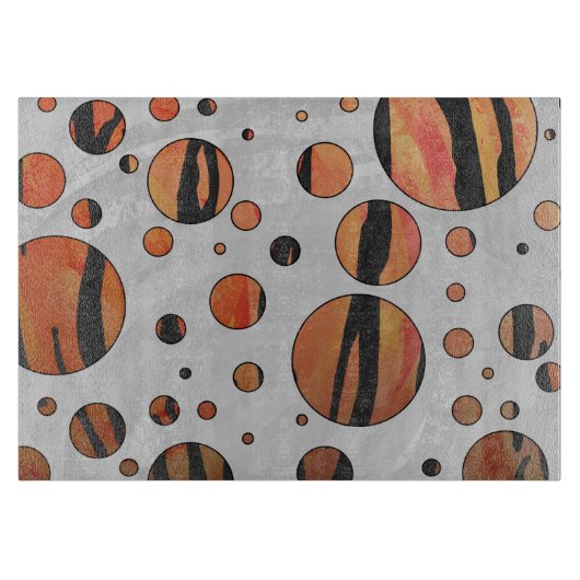 Polks Dot Tiger Hot oranje en zwart afdrukken Snijplank (Voorkant)