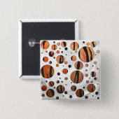 Polks Dot Tiger Hot oranje en zwart afdrukken Vierkante Button 5,1 Cm (Voorkant /achterkant)