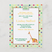 Polks Stippen giraffen- baby shower nodigt uit(gro Uitnodiging Briefkaart (Voorkant)