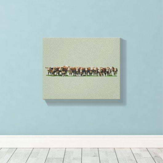 Poll Herefords Canvas Afdruk (Insitu (Houten vloer))