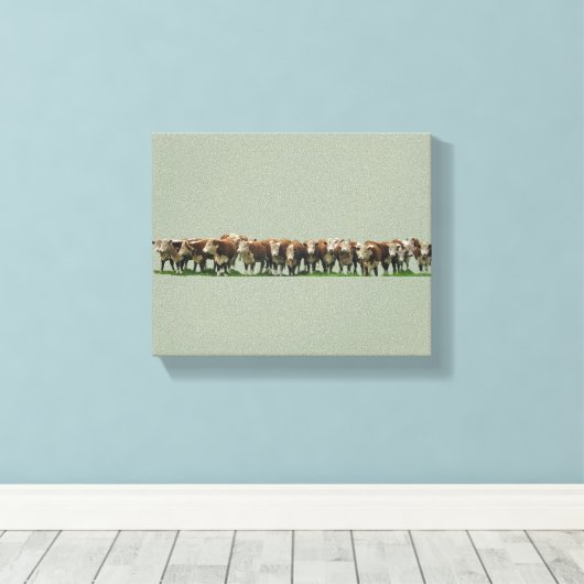 Poll Herefords Canvas Afdruk (Insitu (Houten vloer))