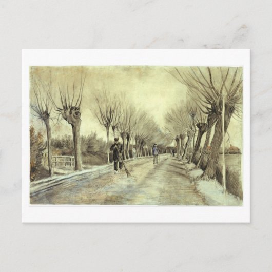 Pollard Willows, Man met Broom, Van Gogh Fine Art Briefkaart (Voorkant)