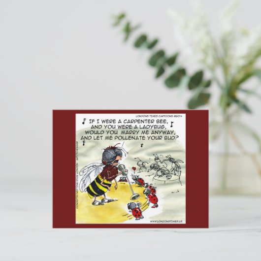 "Pollenation" Insect Nightclub Singer Funny Briefkaart (Staand voorkant)