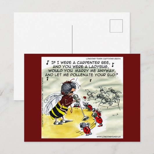 "Pollenation" Insect Nightclub Singer Funny Briefkaart (Voorkant / Achterkant)