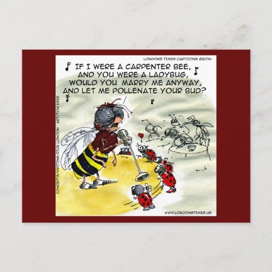 "Pollenation" Insect Nightclub Singer Funny Briefkaart (Voorkant)