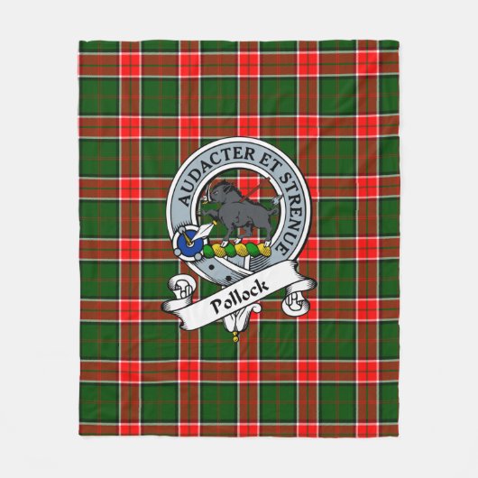 Pollock Clan Badge Tartan Pset Fleece Deken (Voorkant)