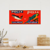 Polly Brand Salmon Label- Alaska Poster (Keuken)