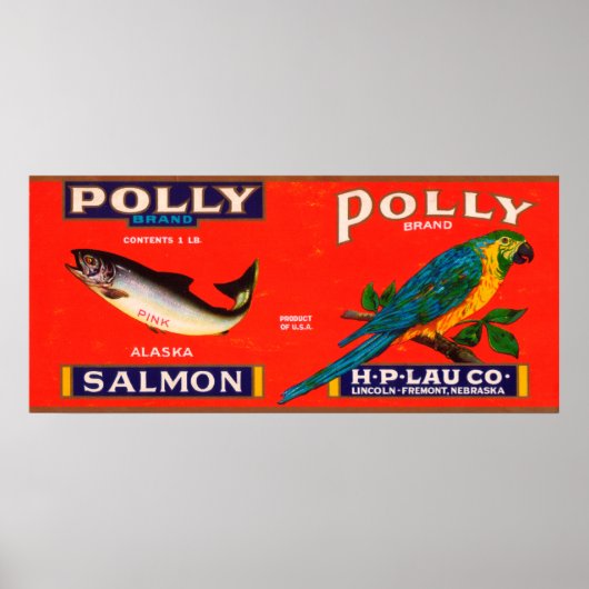 Polly Brand Salmon Label- Alaska Poster (Voorkant)