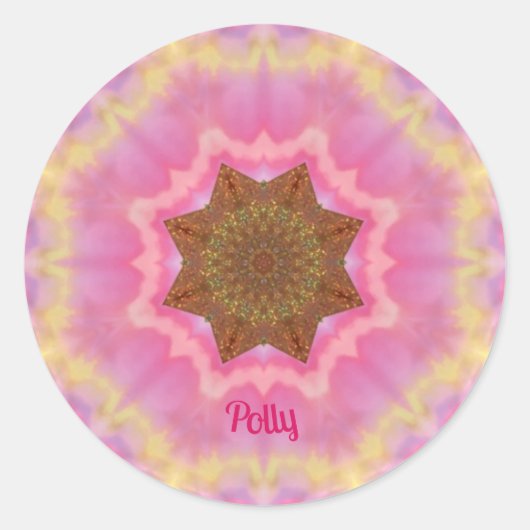 POLLY ~  in roze sticker gepersonaliseerd (Voorkant)