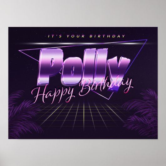 Polly Name Vornaam retro Poster Geburtstag (Voorkant)