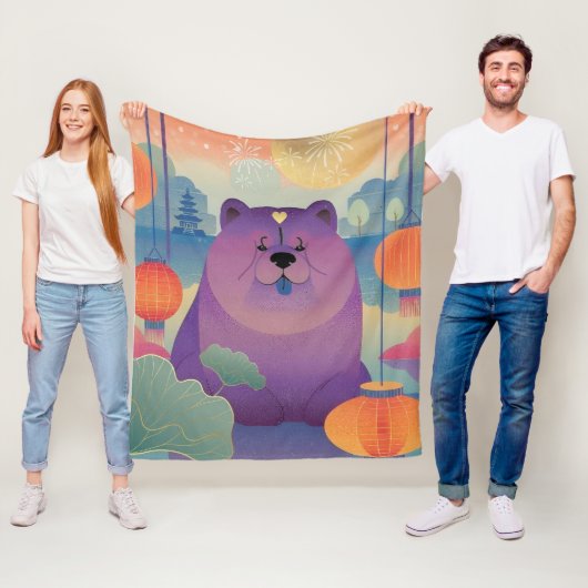 POLLY PLUM chow dog Fleece Deken (In situ)