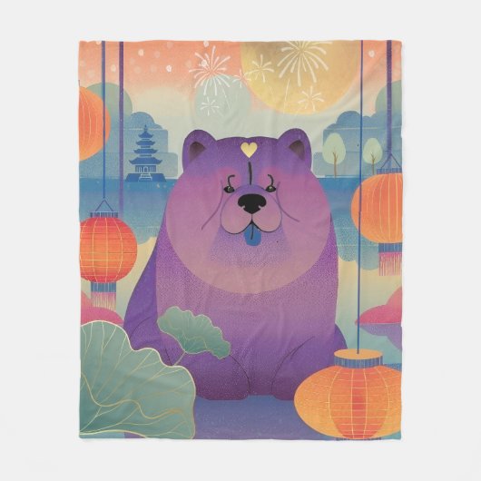 POLLY PLUM chow dog Fleece Deken (Voorkant)