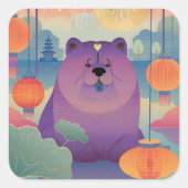 POLLY PLUM Chow hond Vierkante Sticker (Voorkant)
