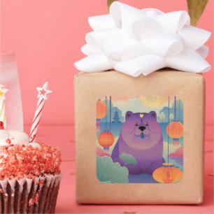 POLLY PLUM Chow hond Vierkante Sticker