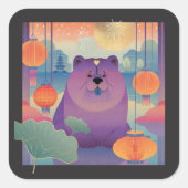 POLLY PLUM Chow hond Vierkante Sticker (Voorkant)