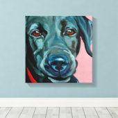 Polly the Black Labrador Retriever Hondenportret Canvas Afdruk (Insitu (Houten vloer))