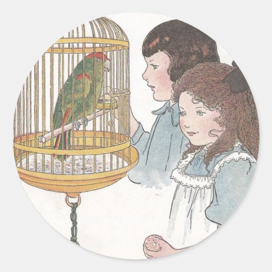 Polly the Parrot Ronde Sticker (Voorkant)