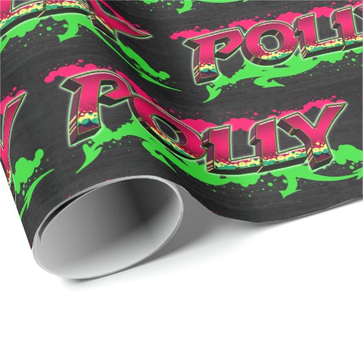 Polly Vorname Name Graffiti red green Cadeaupapier (Rol Hoek)