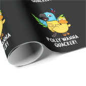 Polly Wanna Quacker Funny Animal Pun Cadeaupapier (Rol Hoek)