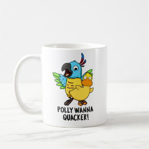 Polly Wanna Quacker Funny Animal Pun Koffiemok