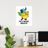 Polly Wanna Quacker Funny Animal Pun Poster (Thuiskantoor)