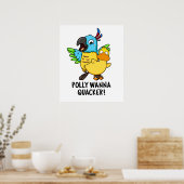 Polly Wanna Quacker Funny Animal Pun Poster (Keuken)