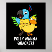 Polly Wanna Quacker Funny Animal Pun Poster (Voorkant)
