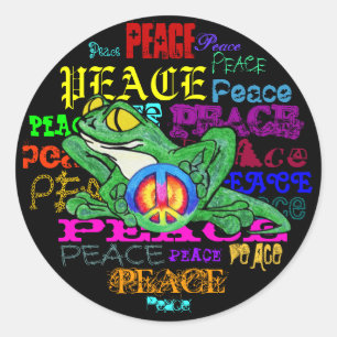 Pollywog met vredesbord ronde sticker